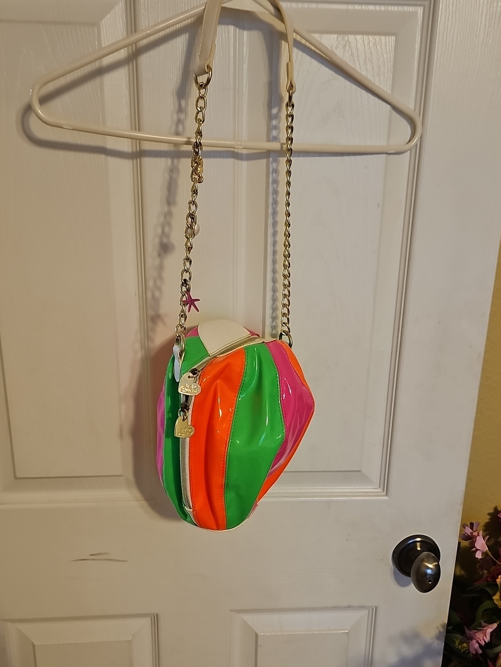 Betsey Johnson Colorblock Neon Patent Crossbody Bag - White Trim